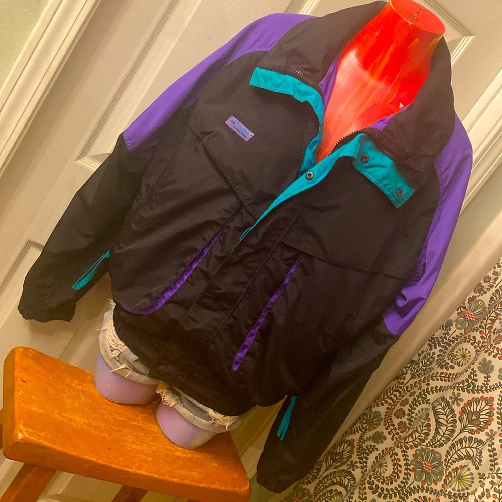 VINTAGE 80s 90s Men’s COLUMBIA Radical Sleeve Color Block Rad Jacket Coat - Picture 1 of 16
